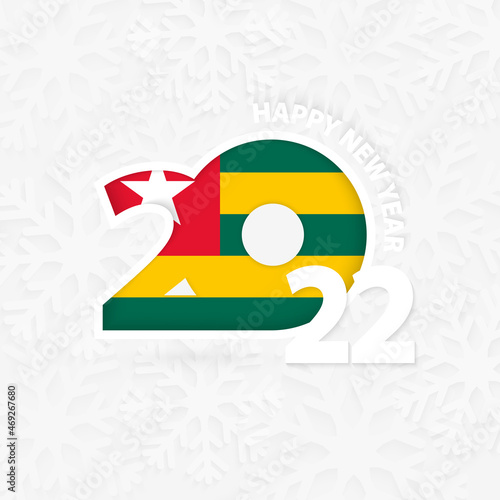 Happy New Year 2022 for Togo on snowflake background.