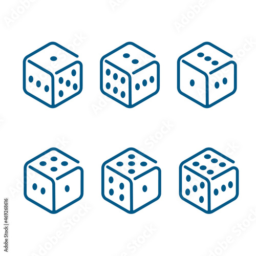 All sides if dice flat  vector logo icon set