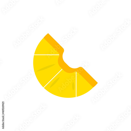A slice of pineapple in cartoon style. Flat a slice of pineapple. Vector graphic illustration.