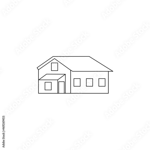 Smart home. Linear black image on white background. Vector graphic illustration. Symbol, logo illustration.