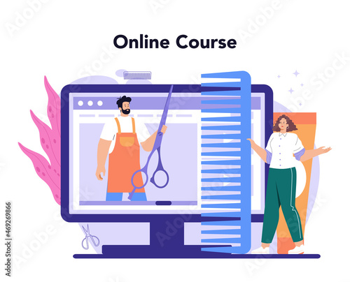 Hairstylist online service or platform. Idea of hairdressing in salon