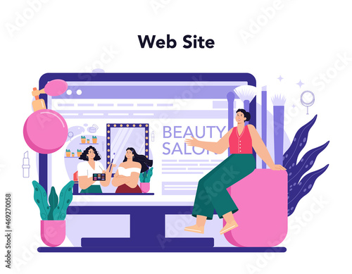 Make up artist online service or platform. Professional artist doing a beauty