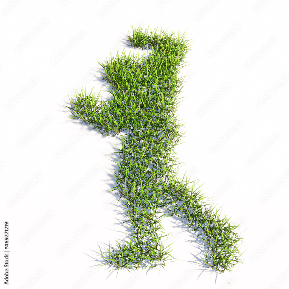 Concept or conceptual green summer lawn grass symbol isolated white background, sign of bodybuilder. 3d illustration metaphor for sport, competition, training, athlete, power, strength and nutrition Concept or conceptual green summer lawn grass symbol isolated white background, sign of bodybuilder. 3d illustration metaphor for sport, competition, training, athlete, power, strength and nutrition