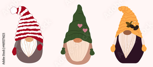 Cute Christmas gnomes for Postcard decoration