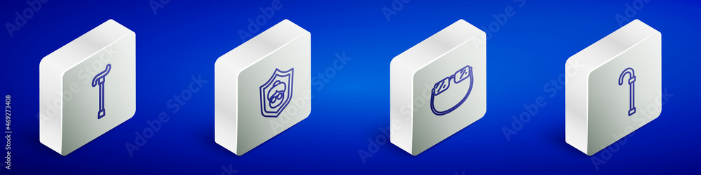 Set Isometric line Walking stick cane, Grandmother, Eyeglasses and icon. Vector Set Isometric line Walking stick cane, Grandmother, Eyeglasses and icon. Vector