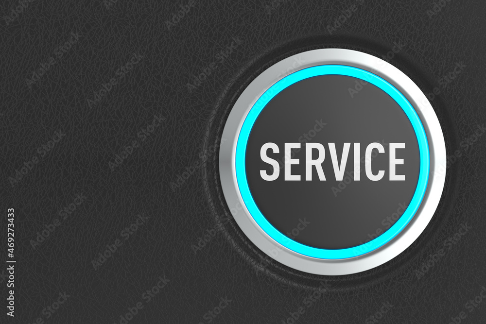 push button with text service on dark background. 3D illustration push button with text service on dark background. 3D illustration