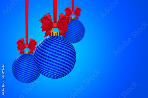 christmas ball on blue back...