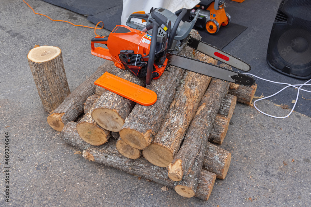 Two Chainsaws Logs