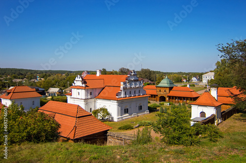 Wallpaper Mural Top view on the Residence of Bogdan Khmelnitsky, the National historical and architectural complex in Chigirin city, Cherkasy region, Ukraine. Restored ukrainian landmark, hetman building. Soft focus Torontodigital.ca