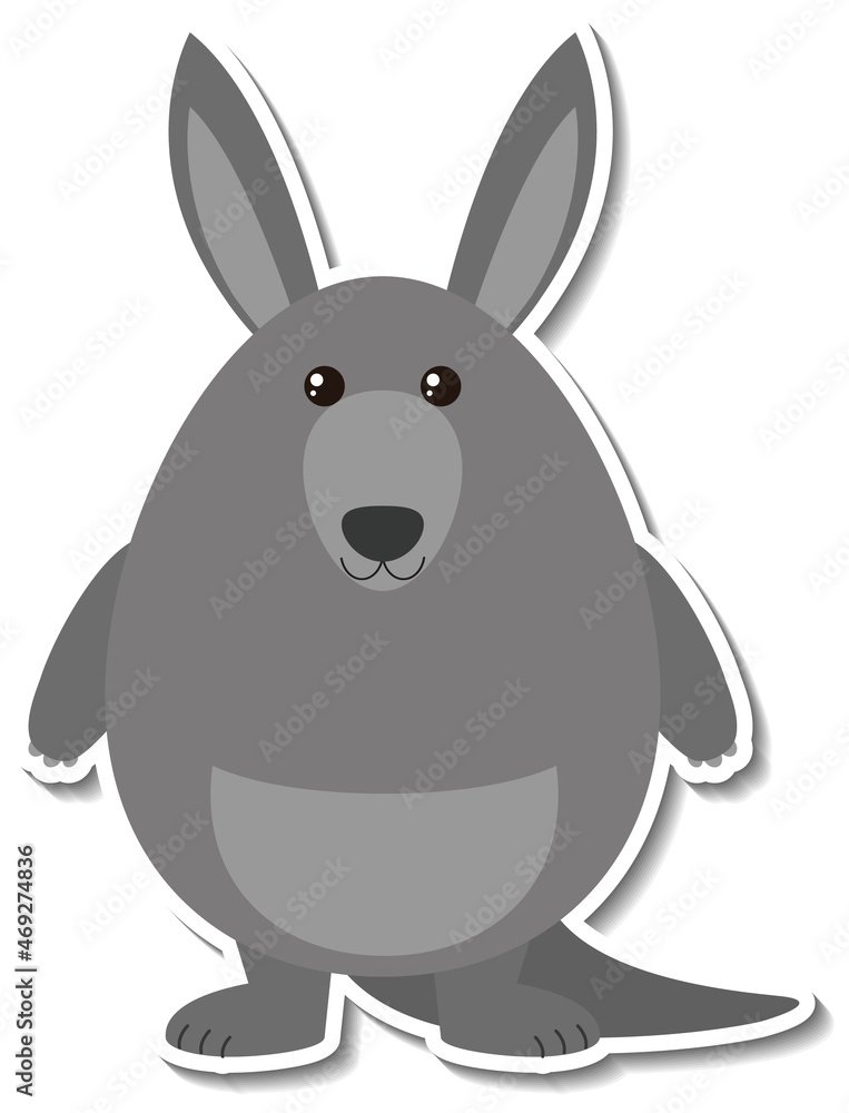 Chubby kangaroo animal cartoon sticker