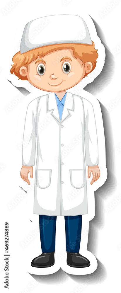 Scientist muslim boy cartoon character sticker Scientist muslim boy cartoon character sticker