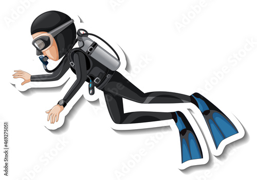 Scuba Diver cartoon sticker