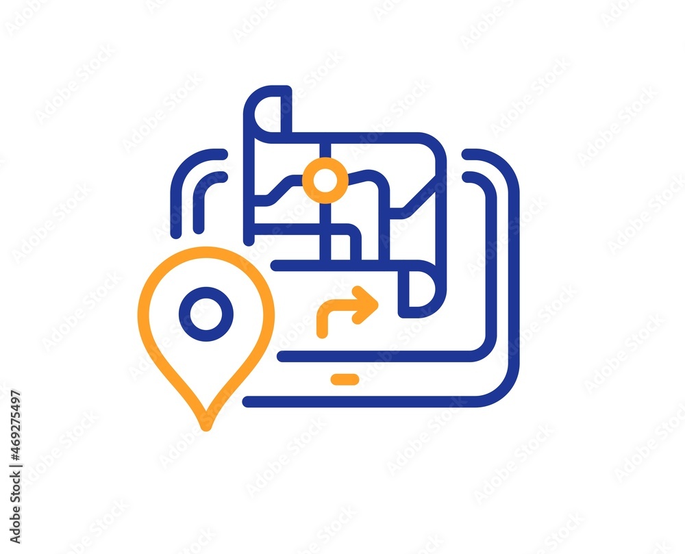 GPS map line icon. Road path sign. Journey route device symbol. Colorful thin line outline concept. Linear style gps icon. Editable stroke. Vector GPS map line icon. Road path sign. Journey route device symbol. Colorful thin line outline concept. Linear style gps icon. Editable stroke. Vector