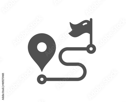 Journey quality icon. Road path sign. Route map distance symbol. Classic flat style. Quality design element. Simple journey icon. Vector