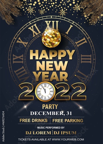 2022 Happy New Year Background for your Flyers and Greetings Card or new year themed party invitations. vector illustration design