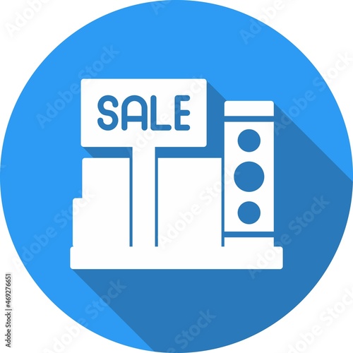 Bookshop Glyph Circle Vector Icon Design