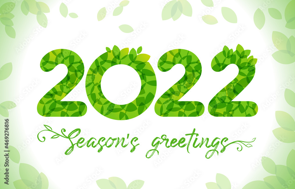 2022 Seasonal green numbers with leaf. Happy holiday congrats sign. Green leaves frame, calligraphic brushing text and plant elements. 2, 20% percent off, isolated graphic design template 2022 Seasonal green numbers with leaf. Happy holiday congrats sign. Green leaves frame, calligraphic brushing text and plant elements. 2, 20% percent off, isolated graphic design template