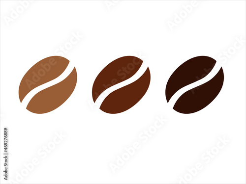 Different coffee beans. Different degrees of roasting coffee. 
Logo on Isolated white background. vector illustration