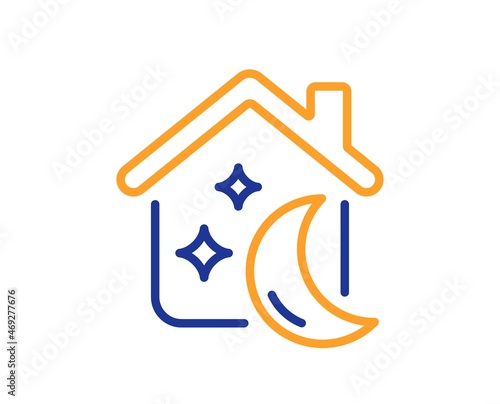 Sleep line icon. Night house sign. Dream home symbol. Colorful thin line outline concept. Linear style sleep icon. Editable stroke. Vector