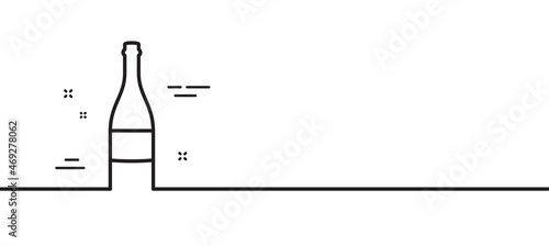Champagne bottle line icon. Anniversary alcohol sign. Celebration event drink. Minimal line illustration background. Champagne bottle line icon pattern banner. White web template concept. Vector