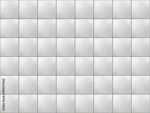 Subway square tile pattern. White seamless brick background. Vector metro wall or floor texture. Interior glossy mosaic grid