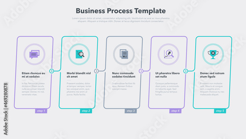 Simple business process template with five steps. Easy to use for your website or presentation.