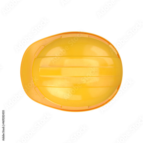 Hard hat yellow top view on white background, 3d render