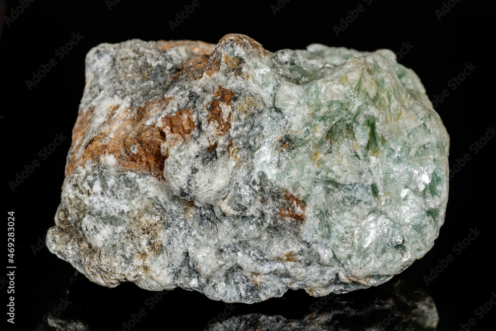 Macro of a stone Talc mineral on a black background Macro of a stone Talc mineral on a black background