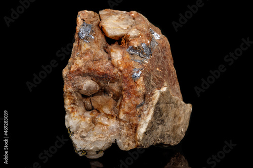 Macro of a mineral stone Boulangerite on a black background photo