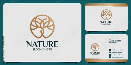 nature logo set with line and business card style