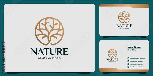 nature logo set with line and business card style