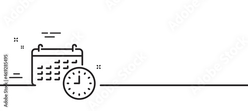 Time and calendar line icon. Clock or watch sign. Minimal line illustration background. Calendar line icon pattern banner. White web template concept. Vector