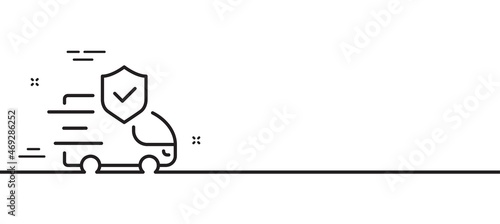 Transport insurance line icon. Car risk coverage sign. Delivery protection symbol. Minimal line illustration background. Transport insurance line icon pattern banner. Vector