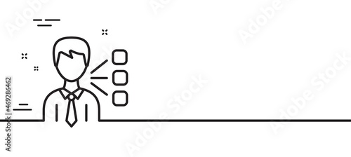Third party line icon. Team leader sign. Business conversation symbol. Minimal line illustration background. Third party line icon pattern banner. White web template concept. Vector