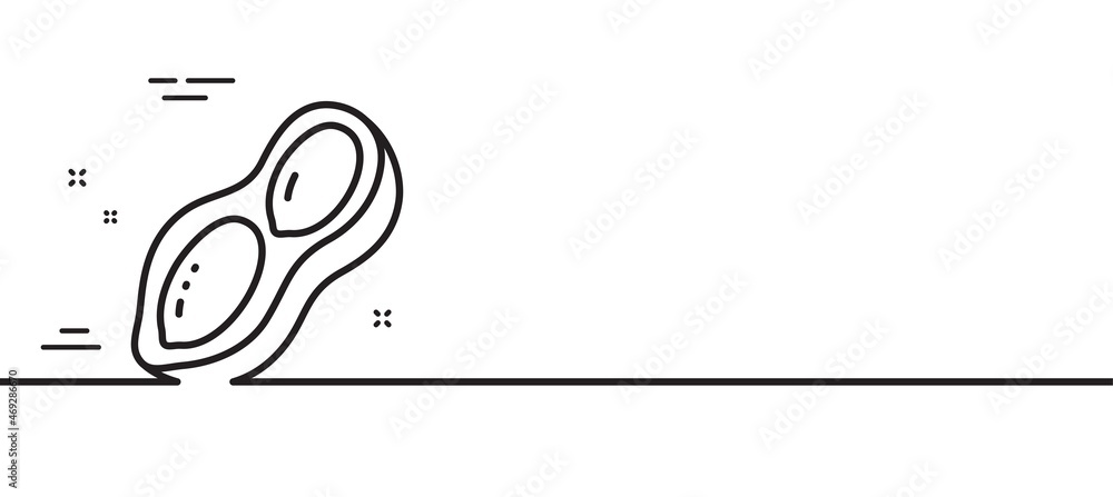 Fototapeta premium Peanut line icon. Tasty nut sign. Vegan food symbol. Minimal line illustration background. Peanut line icon pattern banner. White web template concept. Vector