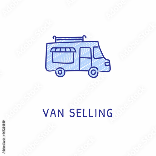 VAN SELLING icon in vector. Logotype - Doodle