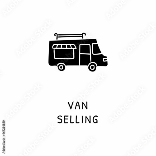 VAN SELLING icon in vector. Logotype - Doodle