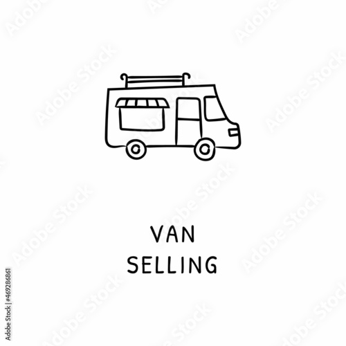 VAN SELLING icon in vector. Logotype - Doodle