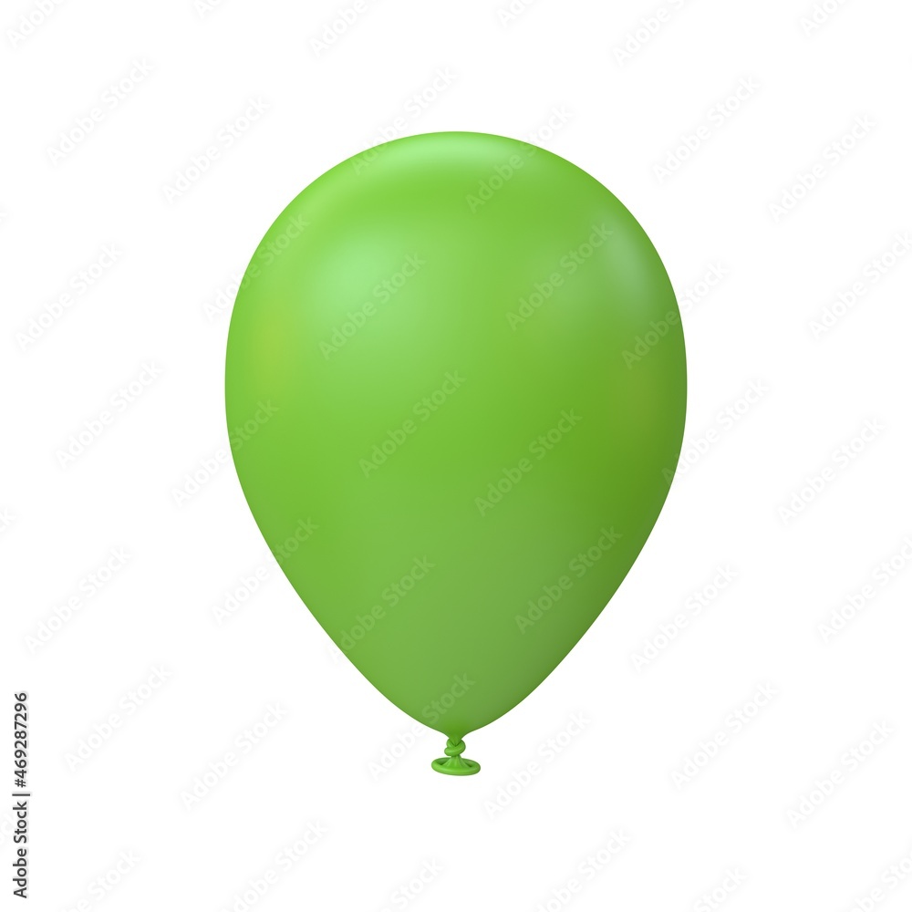 Balloon green matte on a white background, 3d render