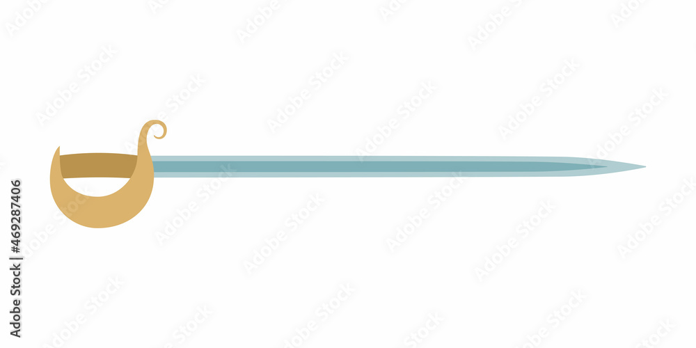 Ancient pirate saber or cutlass. Vector illustration in flat style. Ancient pirate saber or cutlass. Vector illustration in flat style.