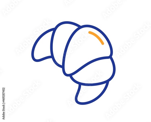 Croissant line icon. Bakery food sign. Pastry bun symbol. Colorful thin line outline concept. Linear style croissant icon. Editable stroke. Vector