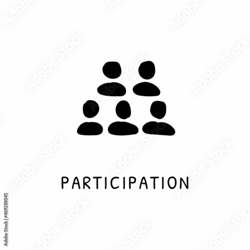PARTICIPATION icon in vector. Logotype - Doodle