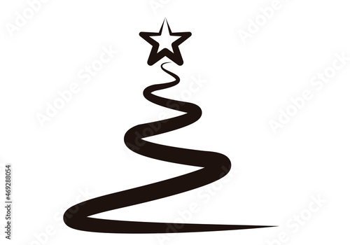 Silueta de pino de navidad con estrella negra.