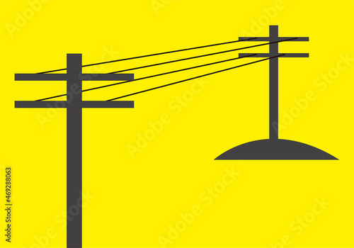 Tendido eléctrico con cables en fondo amarillo.