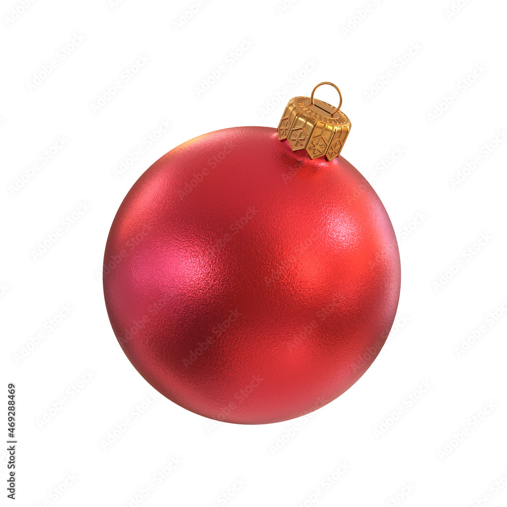Christmas ball matte red on white background, 3d render Christmas ball matte red on white background, 3d render