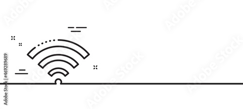 Wifi line icon. Wireless internet sign. Hotel service symbol. Minimal line illustration background. Wifi line icon pattern banner. White web template concept. Vector