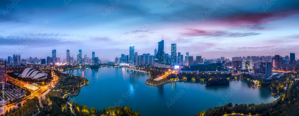 Aerial photography of Hefei city scenery at night