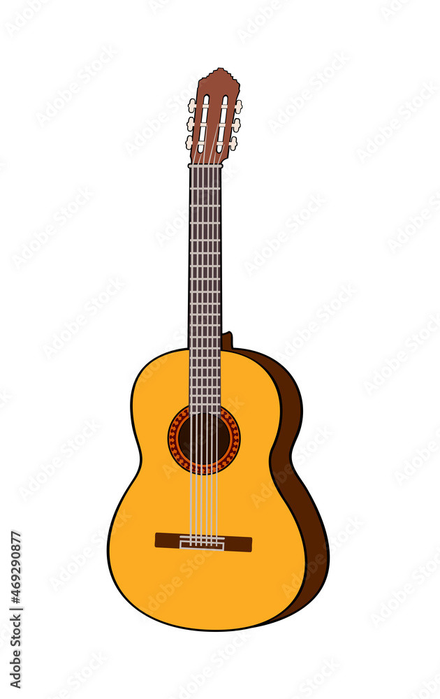 Obraz premium Vector image of the classic guitar isolated on white