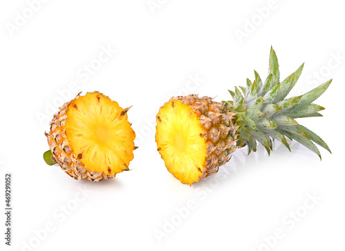 half of pineapple isolated on white background.