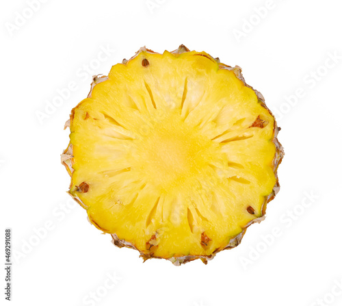 slice of pineapple on white background